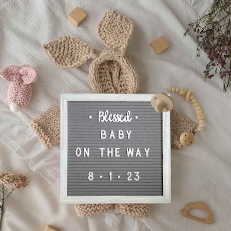 Flash Furniture 10x10 White Wash Wood Frame Letter Board-Gray Felt HGWA-FB10-WHWSH-GG